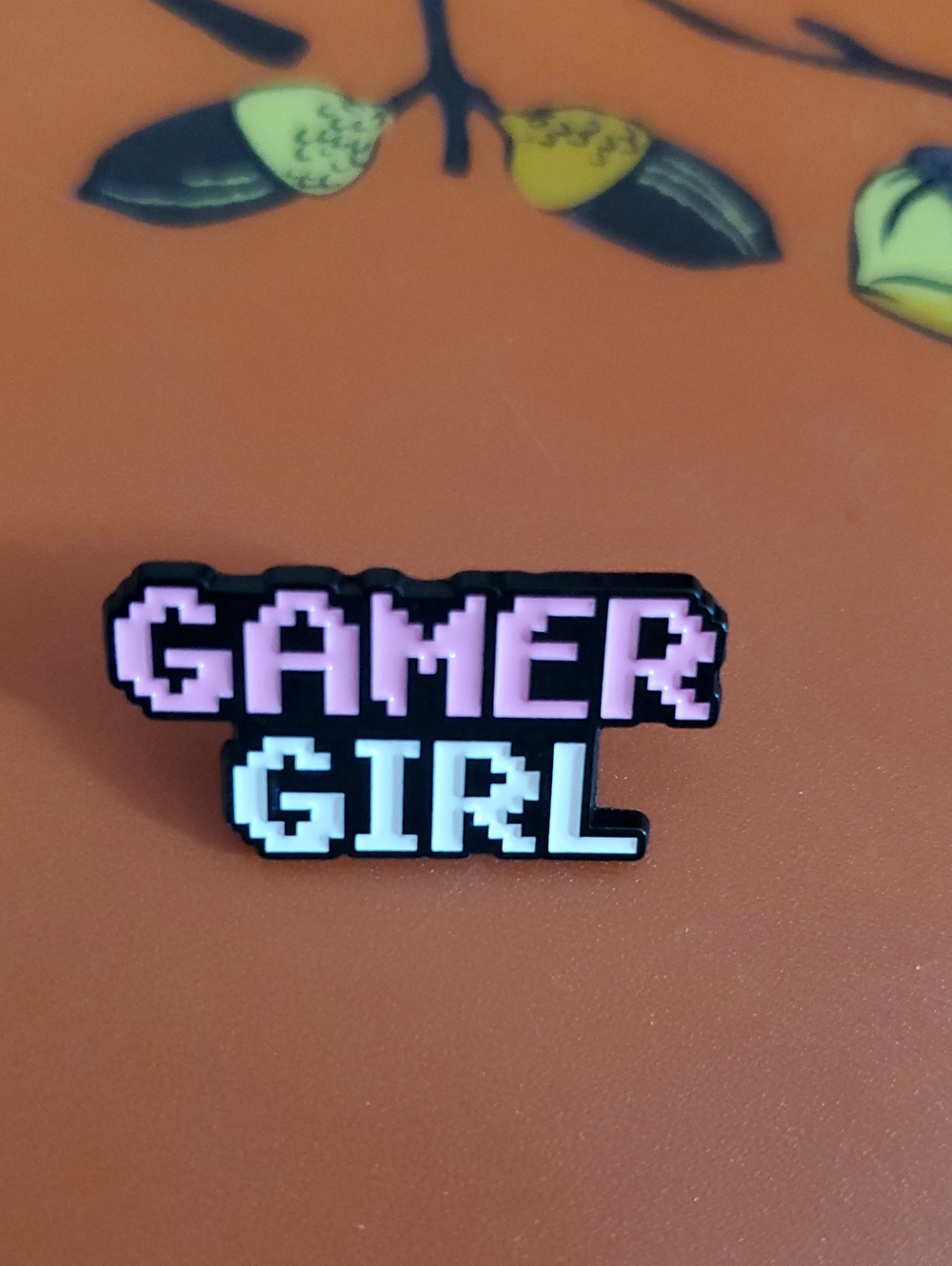 Gamer Girl Pixel Enamel Pin - Pink & White